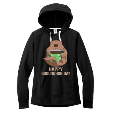 Funny Marmot Tee Vintage Coffee Lover Happy Groundhog Day Cool Gift Women's Fleece Hoodie