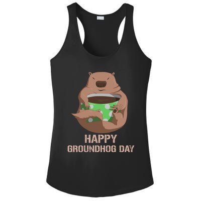 Funny Marmot Tee Vintage Coffee Lover Happy Groundhog Day Cool Gift Ladies PosiCharge Competitor Racerback Tank