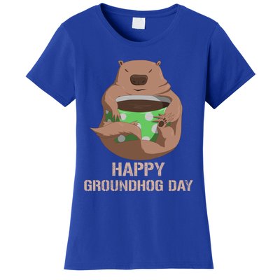 Funny Marmot Tee Vintage Coffee Lover Happy Groundhog Day Cool Gift Women's T-Shirt