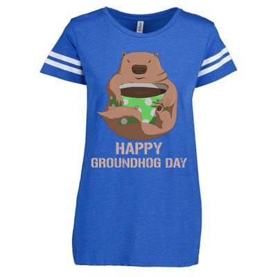 Funny Marmot Tee Vintage Coffee Lover Happy Groundhog Day Cool Gift Enza Ladies Jersey Football T-Shirt