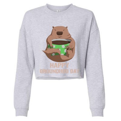 Funny Marmot Tee Vintage Coffee Lover Happy Groundhog Day Cool Gift Cropped Pullover Crew