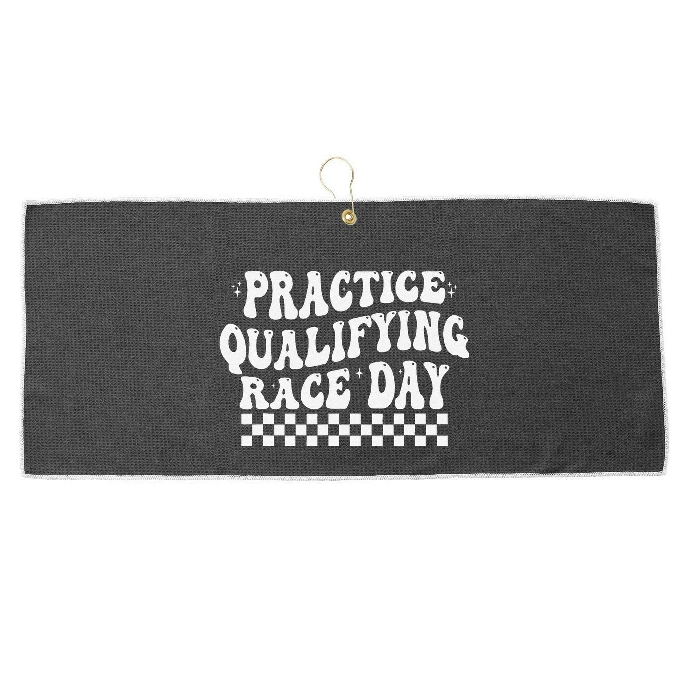 Funny Monday Tuesday Thursday Practice Qualifying Race Day Large Microfiber Waffle Golf Towel