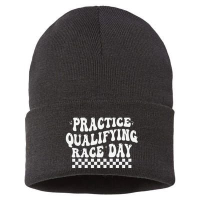 Funny Monday Tuesday Thursday Practice Qualifying Race Day Sustainable Knit Beanie