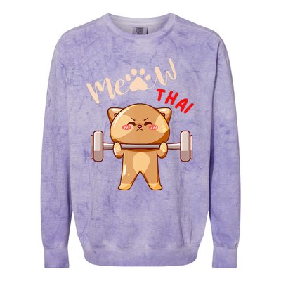 Funny Meow Thai Design For Thai Weightlifting Sport Lovers Colorblast Crewneck Sweatshirt