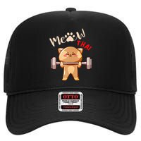 Funny Meow Thai Design For Thai Weightlifting Sport Lovers High Crown Mesh Back Trucker Hat