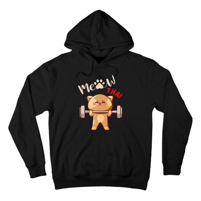 Funny Meow Thai Design For Thai Weightlifting Sport Lovers Hoodie