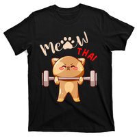 Funny Meow Thai Design For Thai Weightlifting Sport Lovers T-Shirt