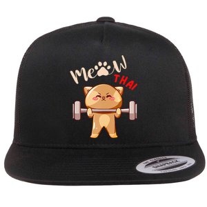 Funny Meow Thai Design For Thai Weightlifting Sport Lovers Flat Bill Trucker Hat