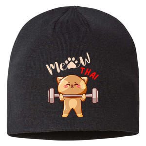 Funny Meow Thai Design For Thai Weightlifting Sport Lovers Sustainable Beanie