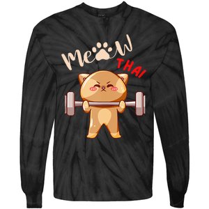 Funny Meow Thai Design For Thai Weightlifting Sport Lovers Tie-Dye Long Sleeve Shirt