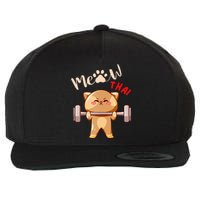 Funny Meow Thai Design For Thai Weightlifting Sport Lovers Wool Snapback Cap