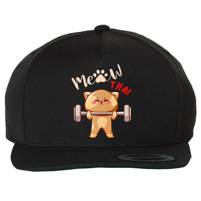 Funny Meow Thai Design For Thai Weightlifting Sport Lovers Wool Snapback Cap