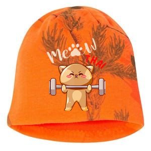 Funny Meow Thai Design For Thai Weightlifting Sport Lovers Kati - Camo Knit Beanie