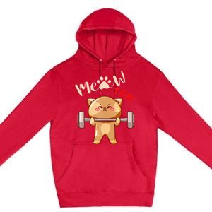 Funny Meow Thai Design For Thai Weightlifting Sport Lovers Premium Pullover Hoodie