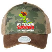 Funny My Teacher Survived 100 Days Of Me Trex Dinosaur Legacy Tie Dye Trucker Hat