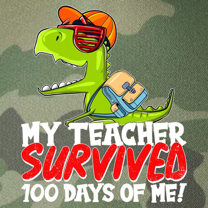 Funny My Teacher Survived 100 Days Of Me Trex Dinosaur Legacy Tie Dye Trucker Hat