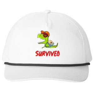 Funny My Teacher Survived 100 Days Of Me Trex Dinosaur Snapback Five-Panel Rope Hat