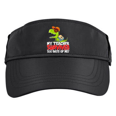 Funny My Teacher Survived 100 Days Of Me Trex Dinosaur Adult Drive Performance Visor