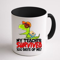 Funny My Teacher Survived 100 Days Of Me Trex Dinosaur Mug
