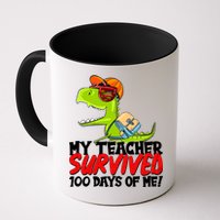 Funny My Teacher Survived 100 Days Of Me Trex Dinosaur Mug