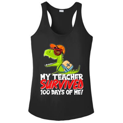 Funny My Teacher Survived 100 Days Of Me Trex Dinosaur Ladies PosiCharge Competitor Racerback Tank