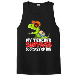 Funny My Teacher Survived 100 Days Of Me Trex Dinosaur PosiCharge Competitor Tank