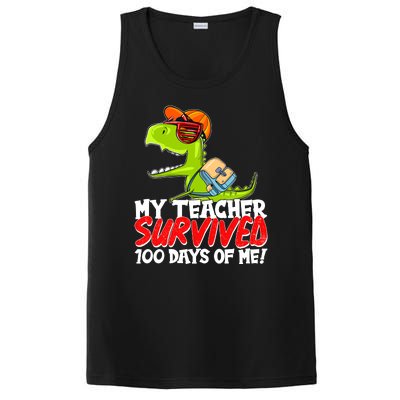 Funny My Teacher Survived 100 Days Of Me Trex Dinosaur PosiCharge Competitor Tank