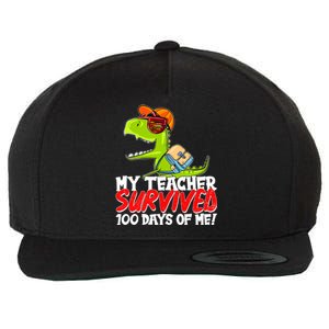 Funny My Teacher Survived 100 Days Of Me Trex Dinosaur Wool Snapback Cap