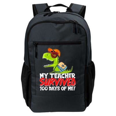 Funny My Teacher Survived 100 Days Of Me Trex Dinosaur Daily Commute Backpack