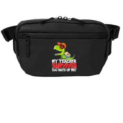 Funny My Teacher Survived 100 Days Of Me Trex Dinosaur Crossbody Pack