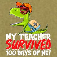 Funny My Teacher Survived 100 Days Of Me Trex Dinosaur Garment-Dyed Women's Muscle Tee