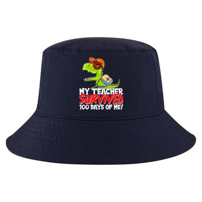 Funny My Teacher Survived 100 Days Of Me Trex Dinosaur Cool Comfort Performance Bucket Hat
