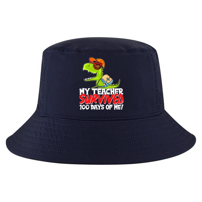 Funny My Teacher Survived 100 Days Of Me Trex Dinosaur Cool Comfort Performance Bucket Hat