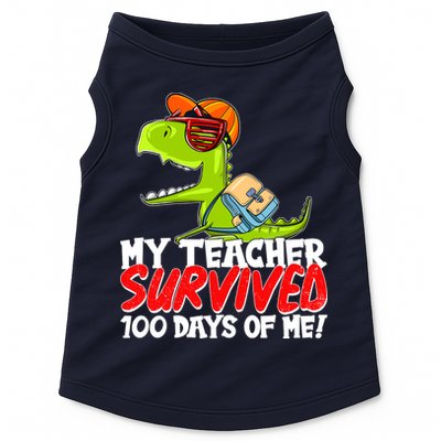 Funny My Teacher Survived 100 Days Of Me Trex Dinosaur Doggie Tank
