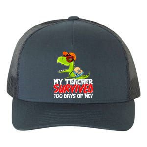 Funny My Teacher Survived 100 Days Of Me Trex Dinosaur Yupoong Adult 5-Panel Trucker Hat