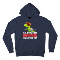 Funny My Teacher Survived 100 Days Of Me Trex Dinosaur Hoodie