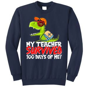 Funny My Teacher Survived 100 Days Of Me Trex Dinosaur Sweatshirt