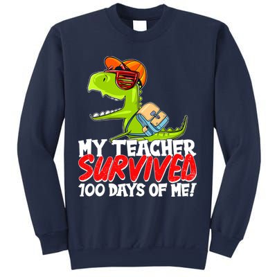 Funny My Teacher Survived 100 Days Of Me Trex Dinosaur Sweatshirt