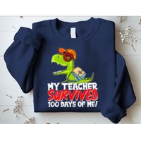 Funny My Teacher Survived 100 Days Of Me Trex Dinosaur Sweatshirt