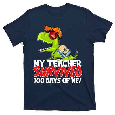 Funny My Teacher Survived 100 Days Of Me Trex Dinosaur T-Shirt