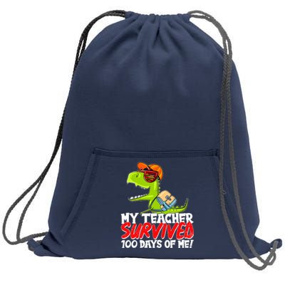 Funny My Teacher Survived 100 Days Of Me Trex Dinosaur Sweatshirt Cinch Pack Bag