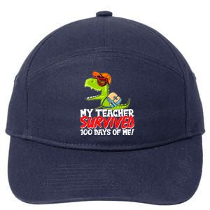 Funny My Teacher Survived 100 Days Of Me Trex Dinosaur 7-Panel Snapback Hat