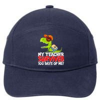 Funny My Teacher Survived 100 Days Of Me Trex Dinosaur 7-Panel Snapback Hat