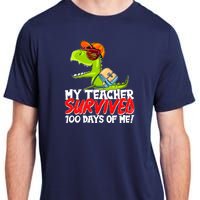 Funny My Teacher Survived 100 Days Of Me Trex Dinosaur Adult ChromaSoft Performance T-Shirt