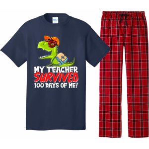 Funny My Teacher Survived 100 Days Of Me Trex Dinosaur Pajama Set