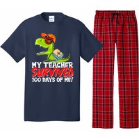 Funny My Teacher Survived 100 Days Of Me Trex Dinosaur Pajama Set