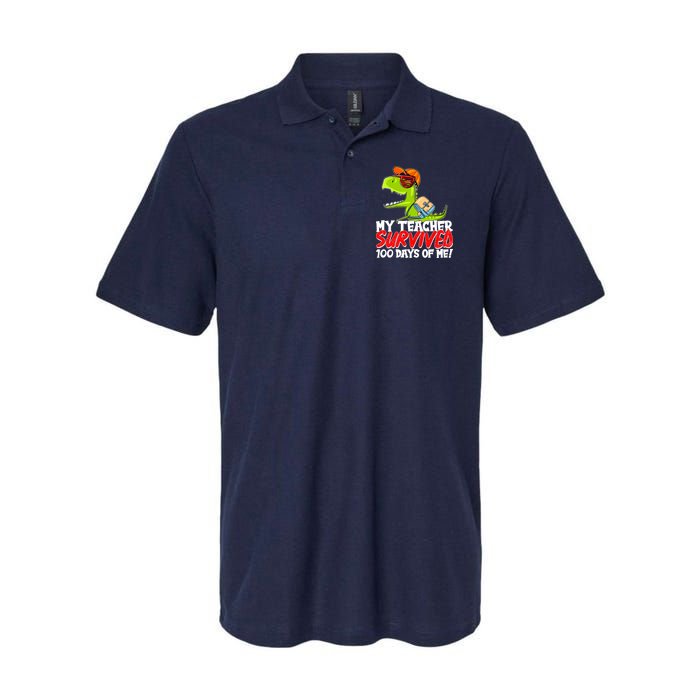 Funny My Teacher Survived 100 Days Of Me Trex Dinosaur Polo