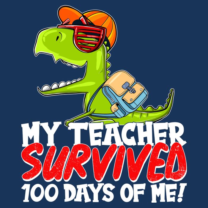 Funny My Teacher Survived 100 Days Of Me Trex Dinosaur 16 in Basic Backpack
