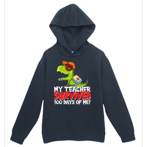 Funny My Teacher Survived 100 Days Of Me Trex Dinosaur Urban Pullover Hoodie