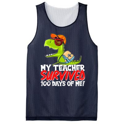 Funny My Teacher Survived 100 Days Of Me Trex Dinosaur Mesh Reversible Basketball Jersey Tank